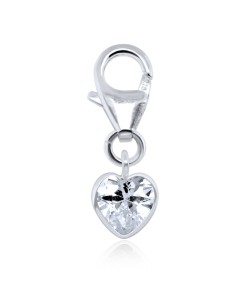Heart CZ Silver Charm CH-87-6x6